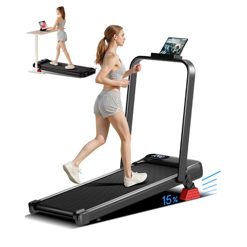 2.5HP Folding Treadmill with 15% Auto Incline, LED Display & Compact Walking Pad