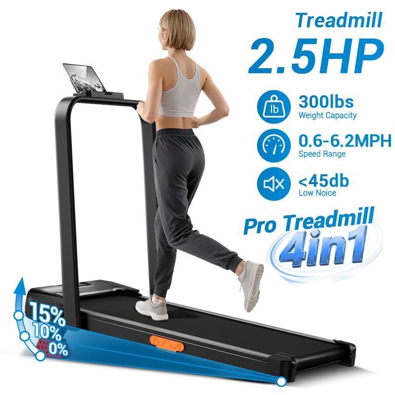2.5HP Folding Treadmill with 15% Auto Incline, LED Display & Compact Walking Pad