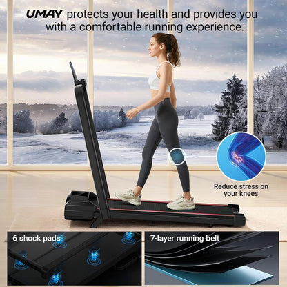 2.5HP Folding Treadmill with 15% Auto Incline, LED Display & Compact Walking Pad